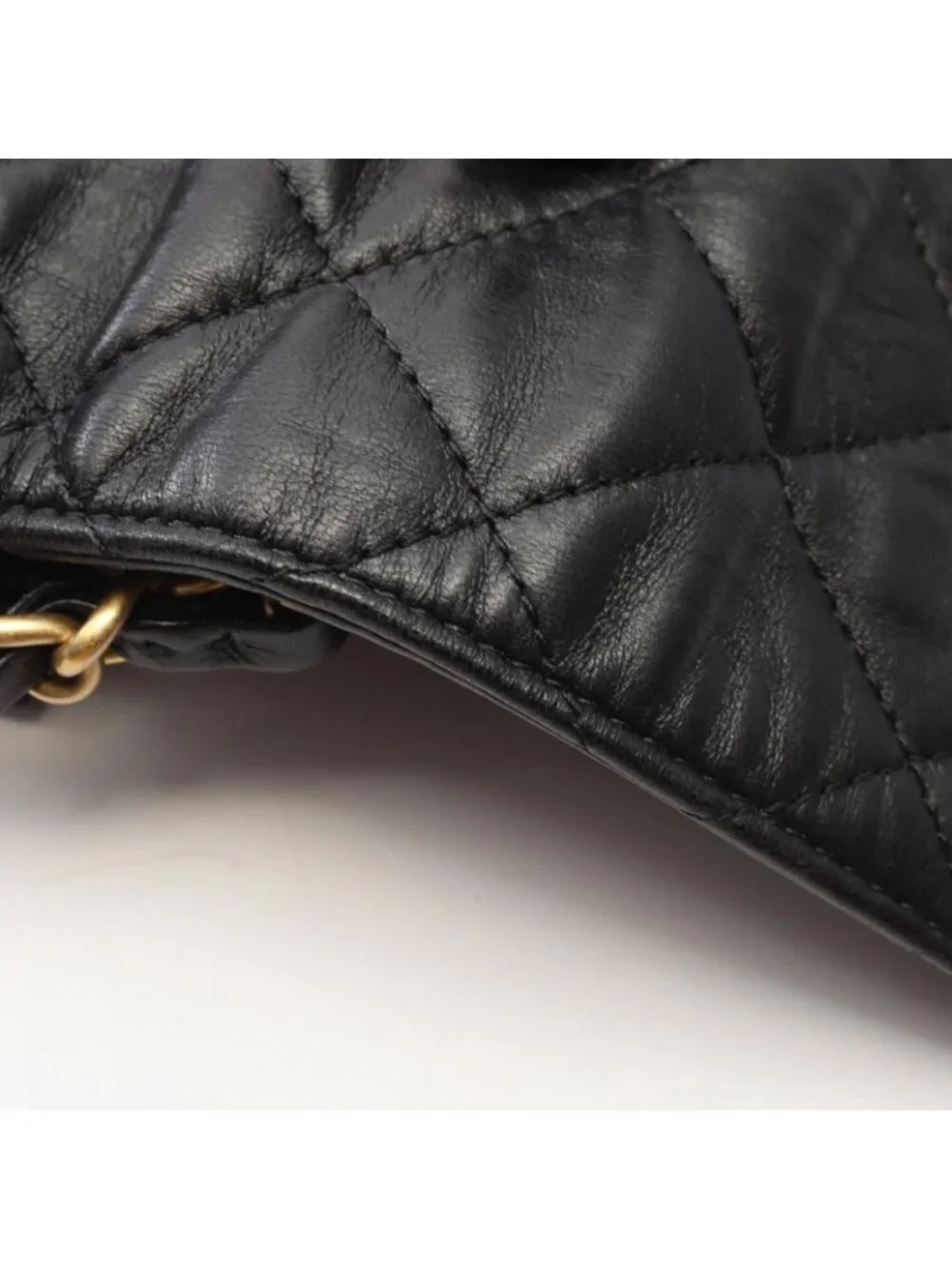 Chanel Shoulder Bag Quilted Top Handle Black Leather Top Small Flap